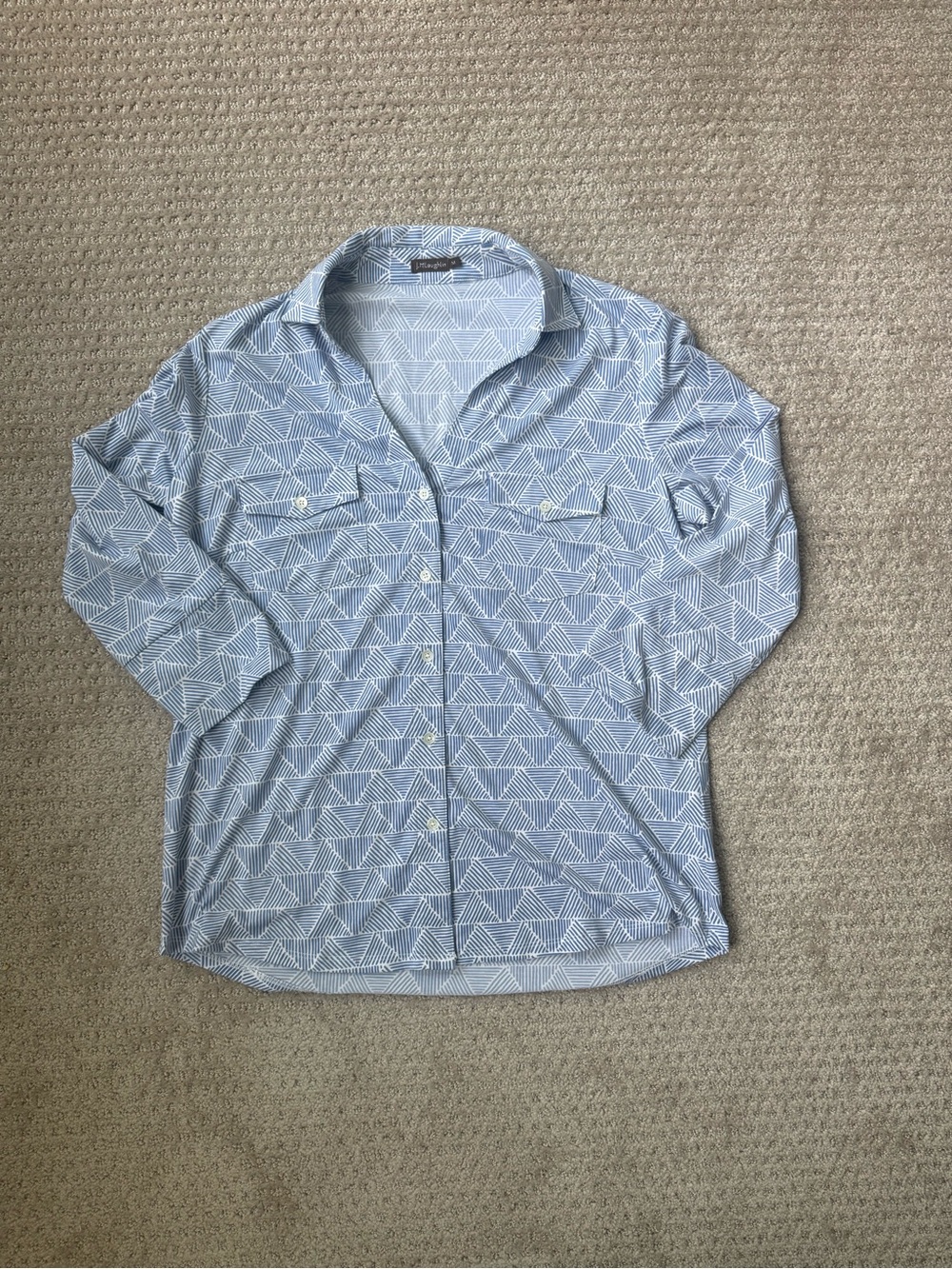 J. McLaughlin Pale Blue Printed Button-Down Shirt